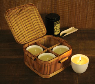 Teacup Candles in Bamboo Box